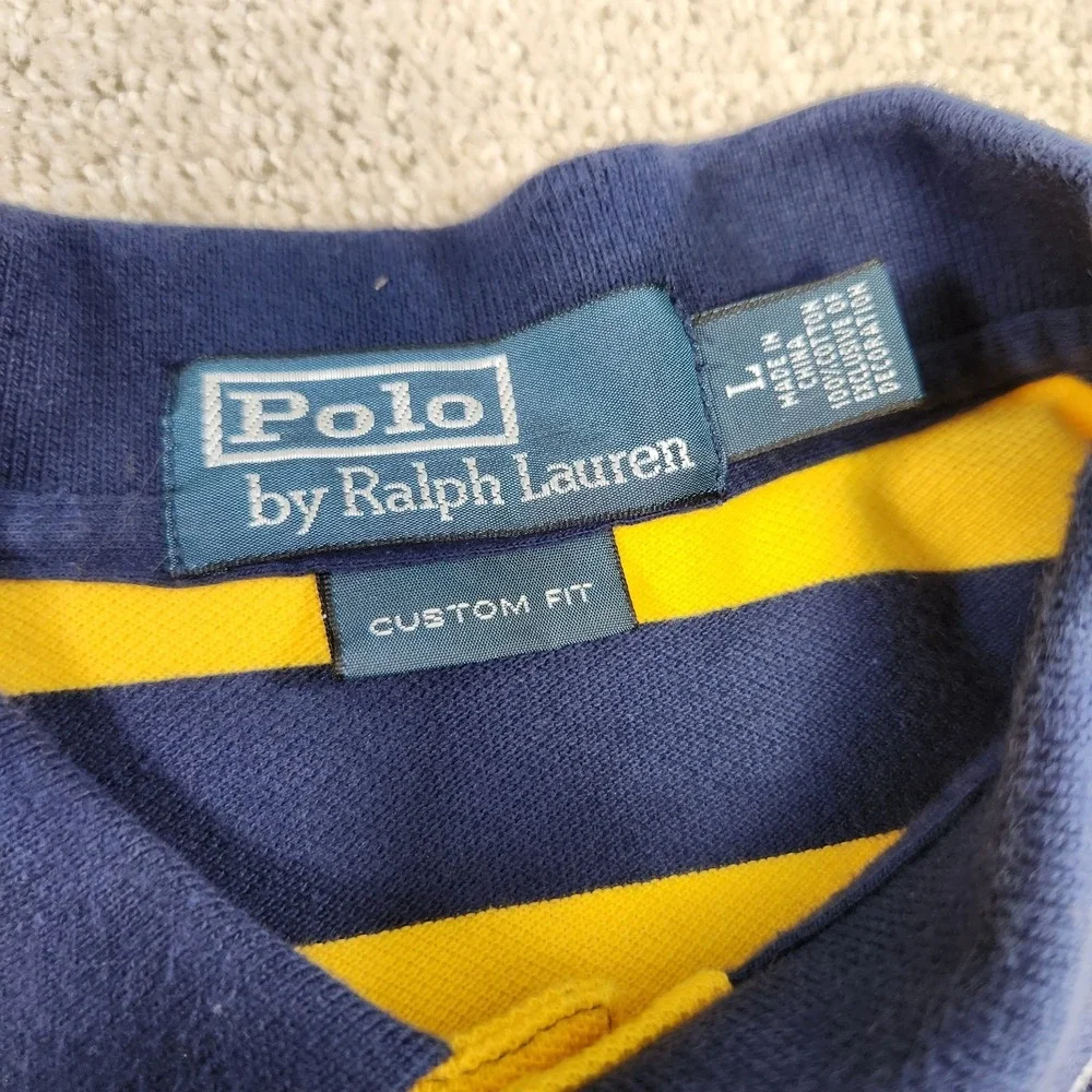 Vintage Polo Ralph Lauren‎ Shirt Men Large Chunky Striped 90s Custom Fit Slim